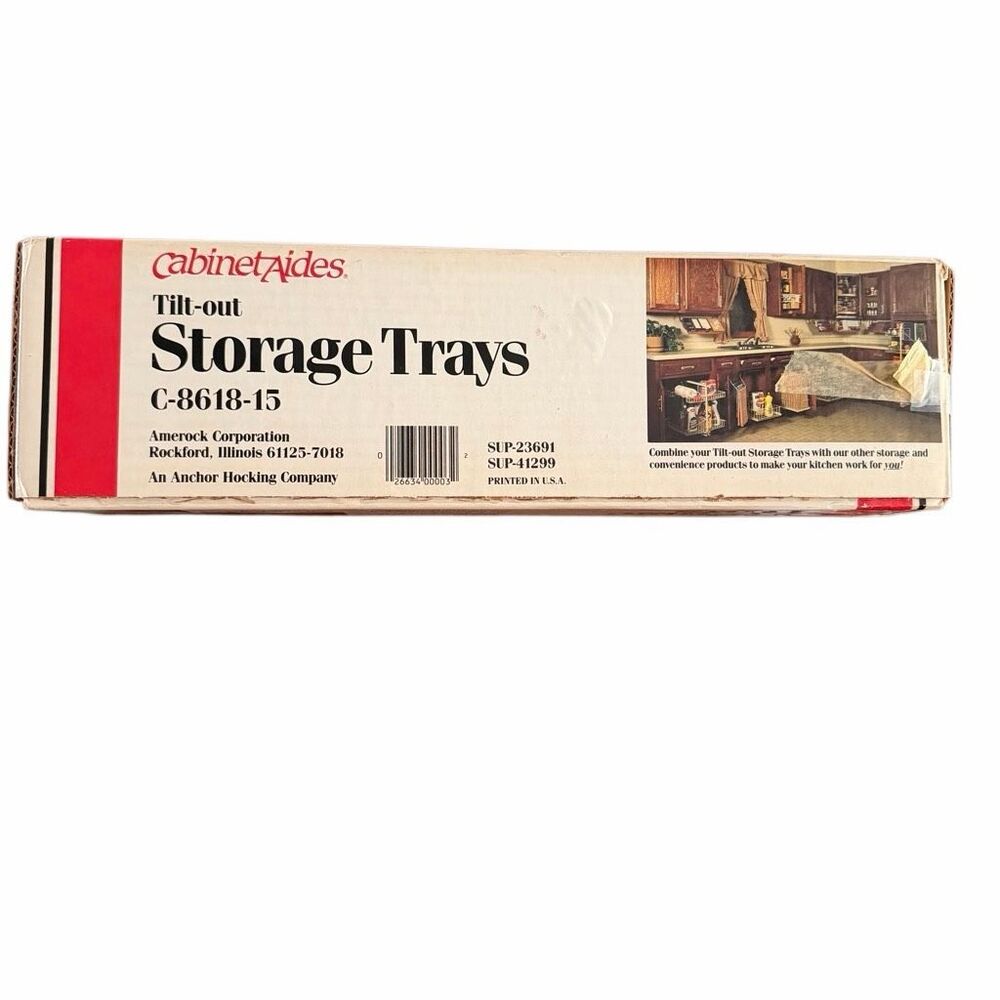 Vintage Amerock CabinetAides Tilt-Out Storage Trays Kit C-8618-15 – New Open Box